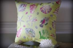 Beach Decor Seashell Lovers Pillow - Seashells, Starfish, Sea Fans, Urchins, Fish - thumbnail 1