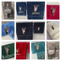 Personalised Embroidered Towels, Scottish Stag Design, 500 Gms All Sizes, Any Name - thumbnail 3