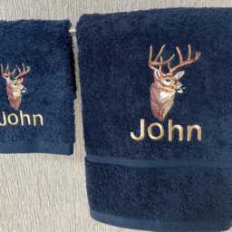 Personalised Embroidered Towels, Scottish Stag Design, 500 Gms All Sizes, Any Name - thumbnail 2