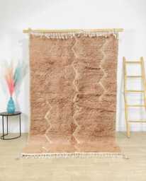 Hand Tufted Moroccan Beige Berber Rug, Handwoven Wool Shag Rug With Diamond Zigzag Motifs, Boho Nursery Large 9x12 Area - thumbnail 1