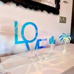 Holographic Love Sculpture Iridescent Acrylic Pop Art Decor - thumbnail 2