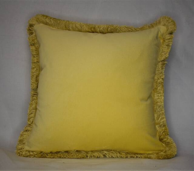 Sale Yellow Velvet Decorative Throw Pillow With Fringe Or Piping For Sofa Chair