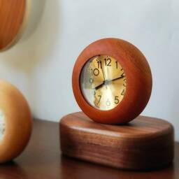 Holiday Sale - Solid Wood Desk & Table Analog Alarm Clock & Silent Circle Clocks Bedroom Shelf Office Desktop Night Light - thumbnail 3