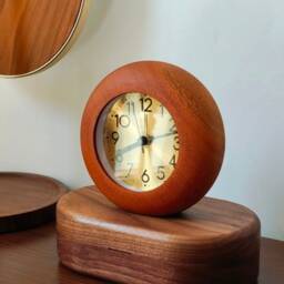 Holiday Sale - Solid Wood Desk & Table Analog Alarm Clock & Silent Circle Clocks Bedroom Shelf Office Desktop Night Light - thumbnail 2