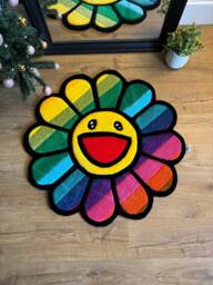 Handmade Tufted Rainbow Flower Face