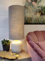 Extra Tall Drum Lampshade in Dove Grey Linen, 50cm Height - thumbnail 1