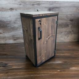 Lockable Rustic Industrial Cabinet Solid Wood & Steel Frame