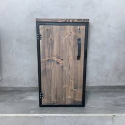 Lockable Rustic Industrial Cabinet Solid Wood & Steel Frame - thumbnail 3