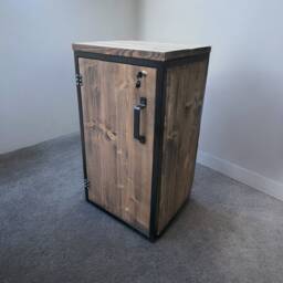 Lockable Rustic Industrial Cabinet Solid Wood & Steel Frame - thumbnail 2