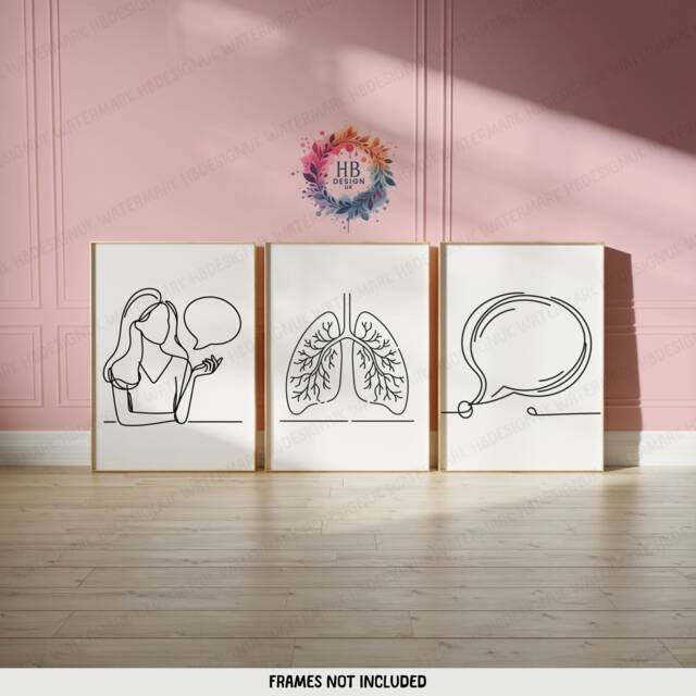 Minimal Speech Therapy Prints - Set Of 3 Wall Art - Slp Office Decor Therapist Line Artwork Room Gifts Posters - image 1