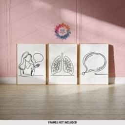 Minimal Speech Therapy Prints - Set Of 3 Wall Art - Slp Office Decor Therapist Line Artwork Room Gifts Posters - thumbnail 1