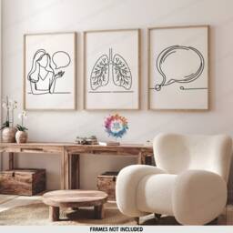 Minimal Speech Therapy Prints - Set Of 3 Wall Art - Slp Office Decor Therapist Line Artwork Room Gifts Posters - thumbnail 2