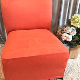 Slipcover White Suede Chair Cover For Armless Chair, Slipper Accent Parsons Side - thumbnail 4
