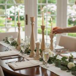 Wedding Candlestick Set Table Centerpiece Decoration Dining Candle Holder Rustic Style Maple Wood Taper Cake Separator Stand Display - thumbnail 2