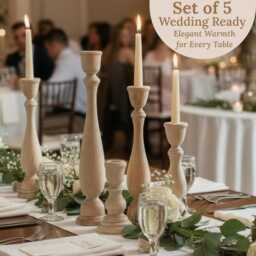Wedding Candlestick Set Table Centerpiece Decoration Dining Candle Holder Rustic Style Maple Wood Taper Cake Separator Stand Display - thumbnail 1