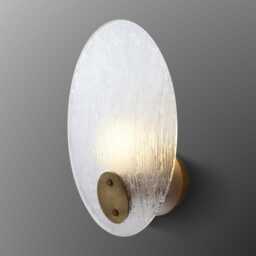 Frosted Glass Wall Sconce - Brushed Brass Led Lamp - thumbnail 2