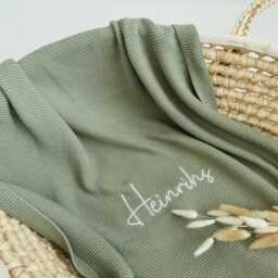 Personalized Baby Blanket - Embroidered Name, Cotton Knit, Custom Newborn Gift, Name Announcement, Soft Knitted - thumbnail 2