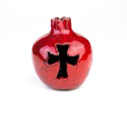 Cross Ceramic Pomegranate Talisman, Ceramic Wedding Favors, Handmade, Vase, Ceramics & Pottery - thumbnail 1