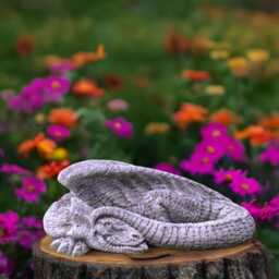 Stone Lying Dragon Statue Concrete Garden Figurine Outdoor Guardian Sculpture Dragon Decor Art Gift For Lovers Garden - thumbnail 1