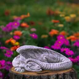 Stone Lying Dragon Statue Concrete Garden Figurine Outdoor Guardian Sculpture Dragon Decor Art Gift For Lovers Garden - thumbnail 4