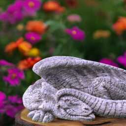 Stone Lying Dragon Statue Concrete Garden Figurine Outdoor Guardian Sculpture Dragon Decor Art Gift For Lovers Garden - thumbnail 2