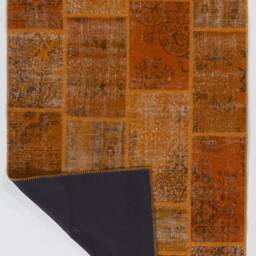 5' X 8' Orange Handmade Turkish Patchwork Rug - thumbnail 2