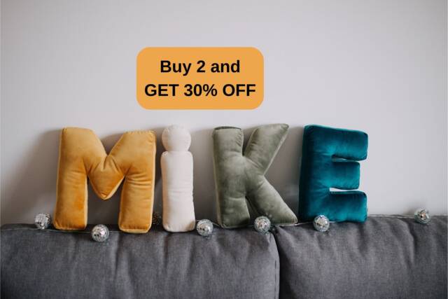 Letter Pillow Room Decor Velvet Fabric Letters Shaped Cream Stuffed Baby Room - image 1