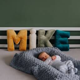 Letter Pillow Room Decor Velvet Fabric Letters Shaped Cream Stuffed Baby Room - thumbnail 2