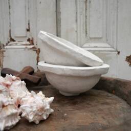 Small Plasterd Paper Mach?? Bowl, Boho, Farmhouse, Rustic, Rural, Gift, Handmade, Ibiza Styl - thumbnail 1
