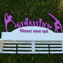 Gymnastics Trophy Shelf & Medal Holder Custom Case For Kids Gift Sport Gymnastics Wood Wall Rack - thumbnail 3