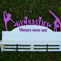 Gymnastics Trophy Shelf & Medal Holder Custom Case For Kids Gift Sport Gymnastics Wood Wall Rack - thumbnail 2