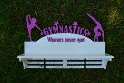 Gymnastics Trophy Shelf & Medal Holder Custom Case For Kids Gift Sport Gymnastics Wood Wall Rack - thumbnail 1