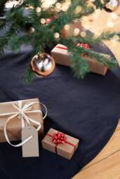 Black Velvet Tree Skirt, Christmas Monochrome Skirt
