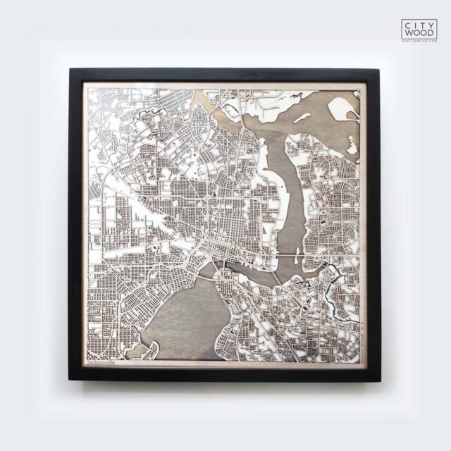 Jacksonville Wooden Map - Laser Cut City Streets 3D Wall Art - image 1