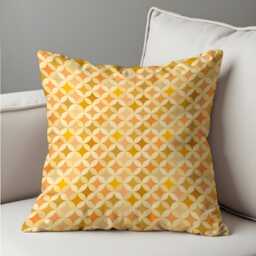 Geometric Cushion Cover, Yellow Peach Retro Mid Century Pillowcase, Modern Pattern Decorative Throw Case - thumbnail 4