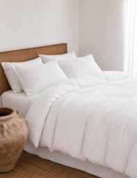White Waffle 100% Cotton Duvet Cover Set