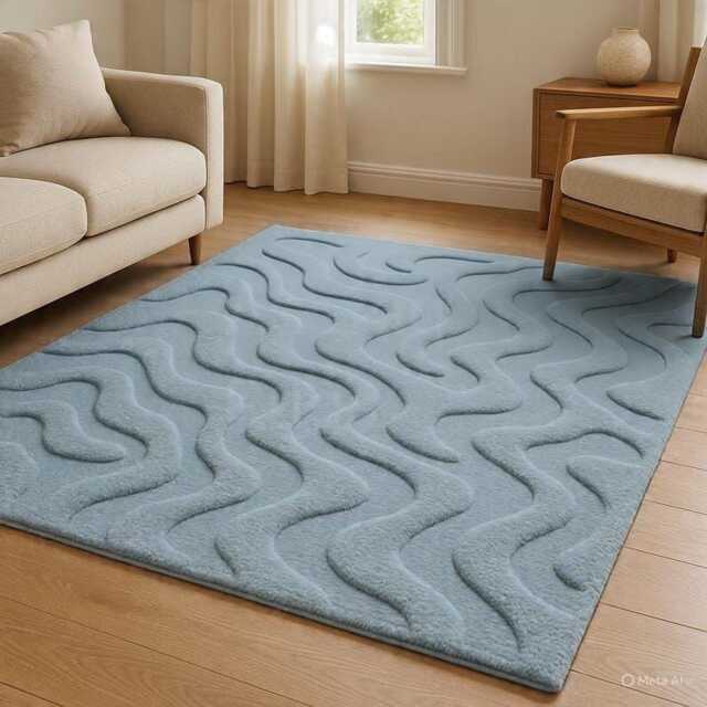 Hand-Knotted Wool Oushak Rug, Taupe Slate Blue Accents, Living Room Area Carpet - image 1