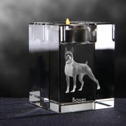 Boxer, Crystal Candlestick With Dog, Souvenir, Decoration, Limited Edition, Collection - thumbnail 2