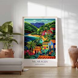 Nicaragua Poster, Tourism Decor, Wall Art, Managua Cityscape Central America Art Prints, Travel Poster - thumbnail 2