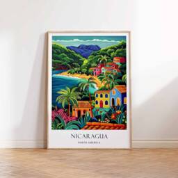 Nicaragua Poster, Tourism Decor, Wall Art, Managua Cityscape Central America Art Prints, Travel Poster - thumbnail 3