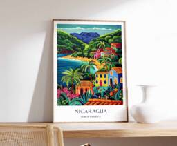 Nicaragua Poster, Tourism Decor, Wall Art, Managua Cityscape Central America Art Prints, Travel Poster - thumbnail 1