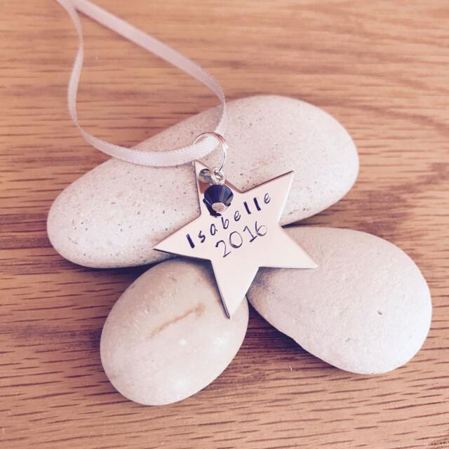 Star Personalised Christmas Decoration Ornament Hand Stamped Festive Tree - image 1