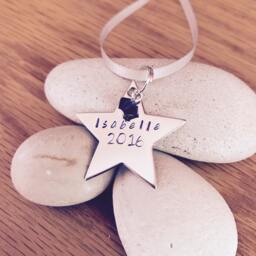 Star Personalised Christmas Decoration Ornament Hand Stamped Festive Tree - thumbnail 2