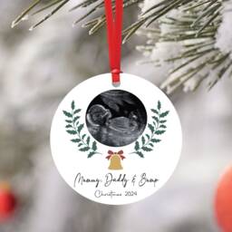 Personalised Baby Scan Bauble Mummy Daddy & Bump - Christmas Gift From The Bump Tree Decoration Sonogram - thumbnail 2