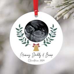 Personalised Baby Scan Bauble Mummy Daddy & Bump - Christmas Gift From The Bump Tree Decoration Sonogram - thumbnail 1