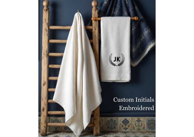 Personalized Embroidered Egyptian Cotton Towel, Monogrammed Soft Touch - image 1
