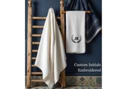 Personalized Embroidered Egyptian Cotton Towel, Monogrammed Soft Touch - thumbnail 1