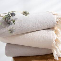 Single Turkish Cotton Throw Blanket Beach Neutral - thumbnail 2