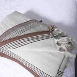 Single Turkish Cotton Throw Blanket Beach Neutral - thumbnail 4