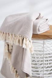 Single Turkish Cotton Throw Blanket Beach Neutral - thumbnail 1